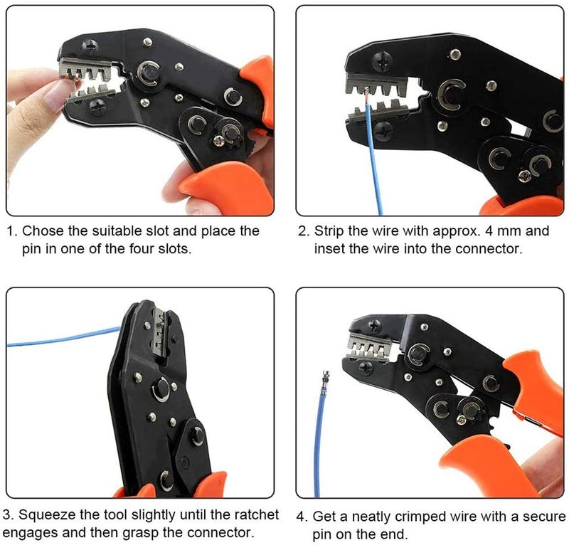 GeeBat Crimping Tool Crimper Plier Ratcheting Wire Pin Connectors for AWG28-16 (0.1-1.5mmÂ²) PH2.0mm/XH2.54mm/Dupont 2.54mm/TAB 2.8mm 3.0mm 3.96mm 4.8mm/KF2510/JST Servo Terminals (Crimping Tool) - Image 5